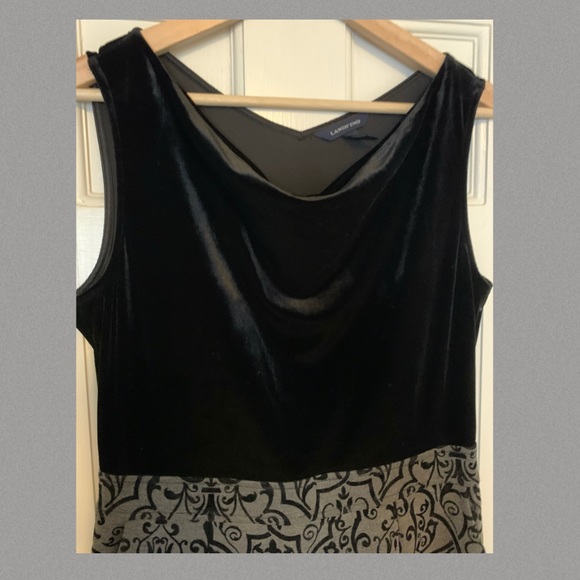 Land’s End Grey and Black Velvet Dress with Scroll Design - Picture 2 of 4
